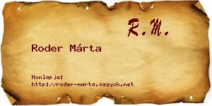 Roder Márta névjegykártya